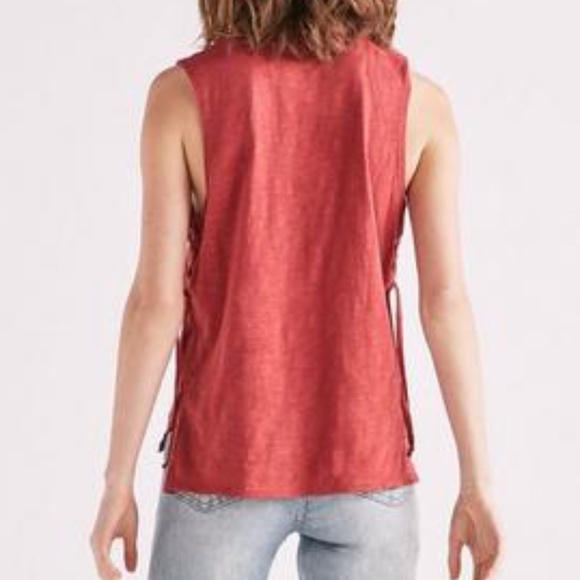 Lucky Brand Def Leppard Distressed Side Laced Up T - Picture 3 of 4